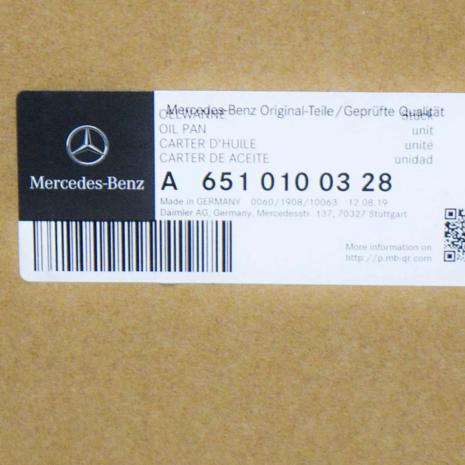 NEW MERCEDES-BENZ E W212 ENGINE OIL SUMP LOWER PART A6510100328 ORIGINAL