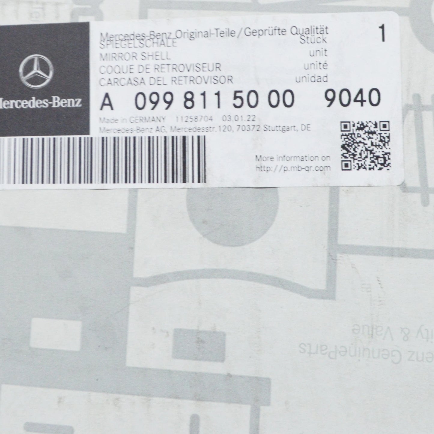 NEW MERCEDES-BENZ C W205 RIGHT WING MIRROR COVER LHD A09981150009040