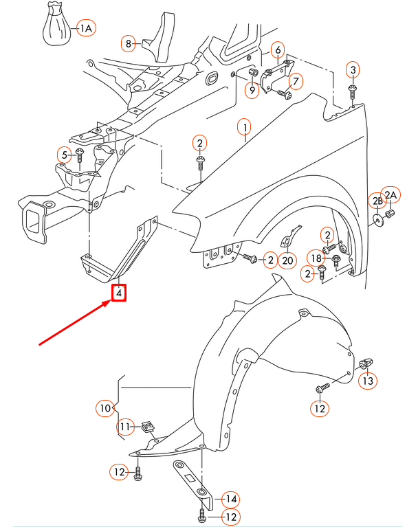 NEW VOLKSWAGEN TOURAN 1T FRONT LEFT WING WHEEL HOUSING BRACE 1T0821135C ORIGINAL