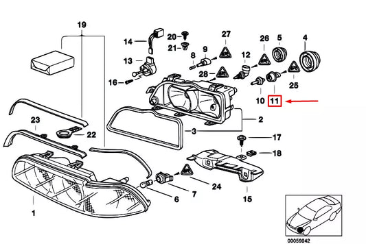 NEW BMW X5 E53 LOW BEAM HEADLIGHT BULB SOCKET 63128362503 ORIGINAL