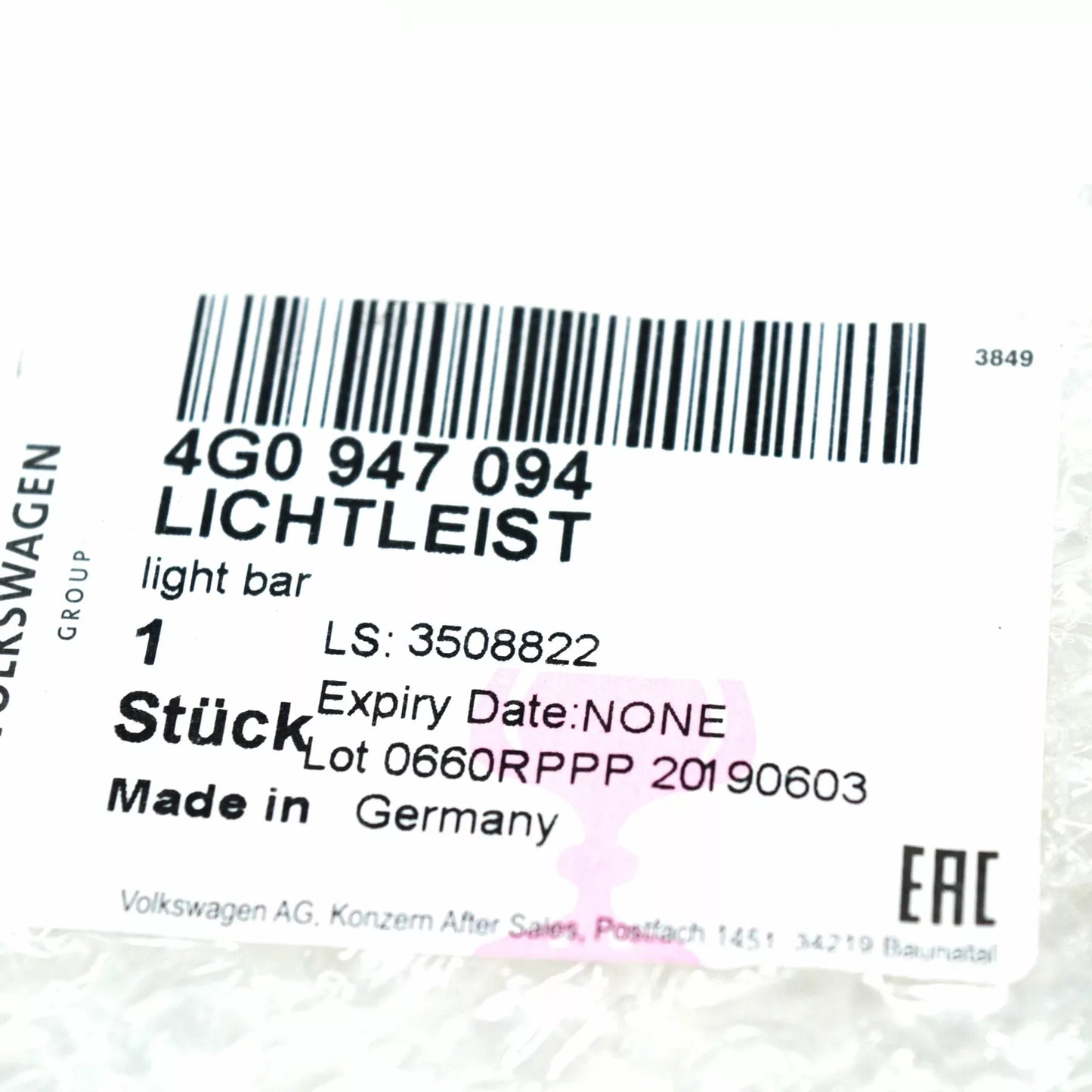 NEW AUDI A6 ALLROAD 4G CENTER CONSOLE RIGHT LIGHT FIBRE 4G0947094 ORIGINAL