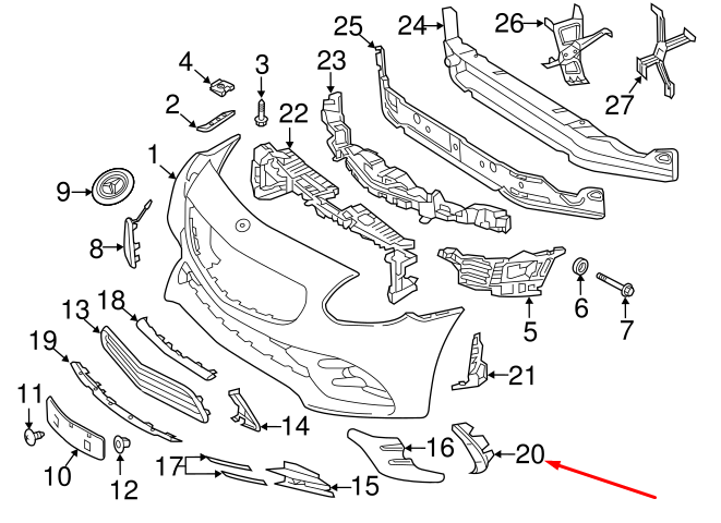 NEW MB SLK R172 AMG FRONT BUMPER RIGHT SIDE SPOILER A1728852200 ORIGINAL