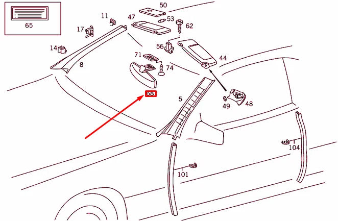 NEW MERCEDES-BENZ SL R129 INTERIOR REAR VIEW MIRROR LHD A12981004179051 ORIGINAL