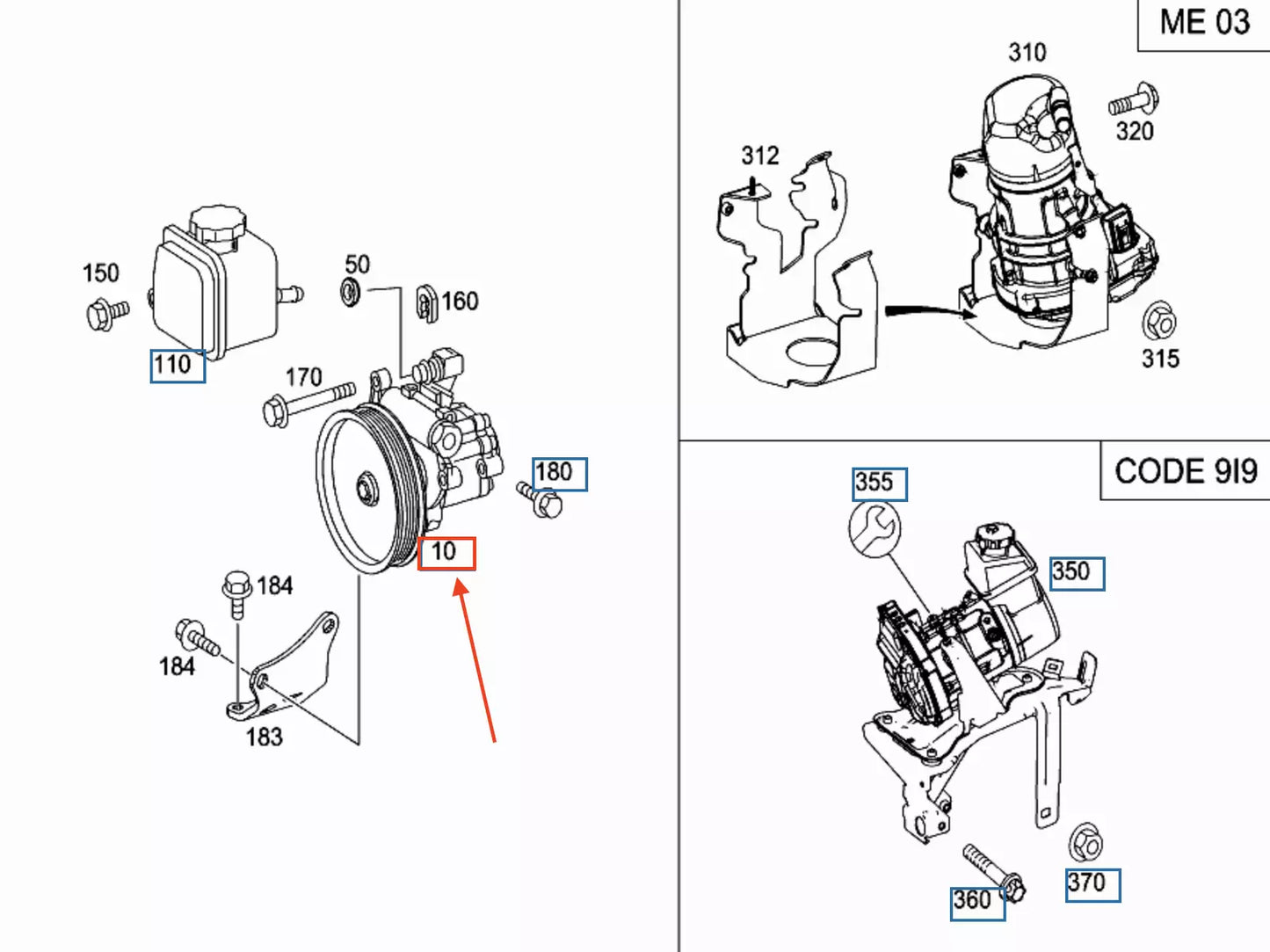 NEW MERCEDES-BENZ ML W164 POWER STEERING PUMP A004466830180