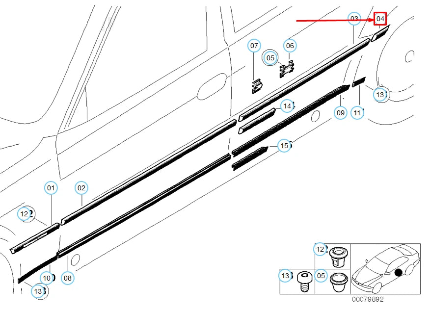 NEW BMW 7 E38 REAR RIGHT FENDER MOLDING 51138125354 8125354 ORIGINAL
