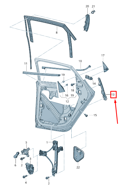 new seat leon 5f rear right door guide rail 5f9839614a original