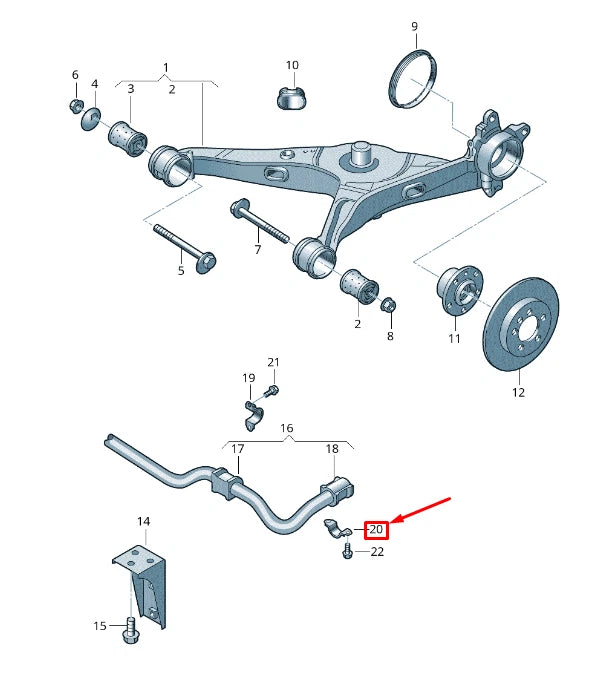 NEW VW TRANSPORTER VI T6 REAR ANTI ROLL BAR OUTER CLAMP 7H0511418 ORIGINAL
