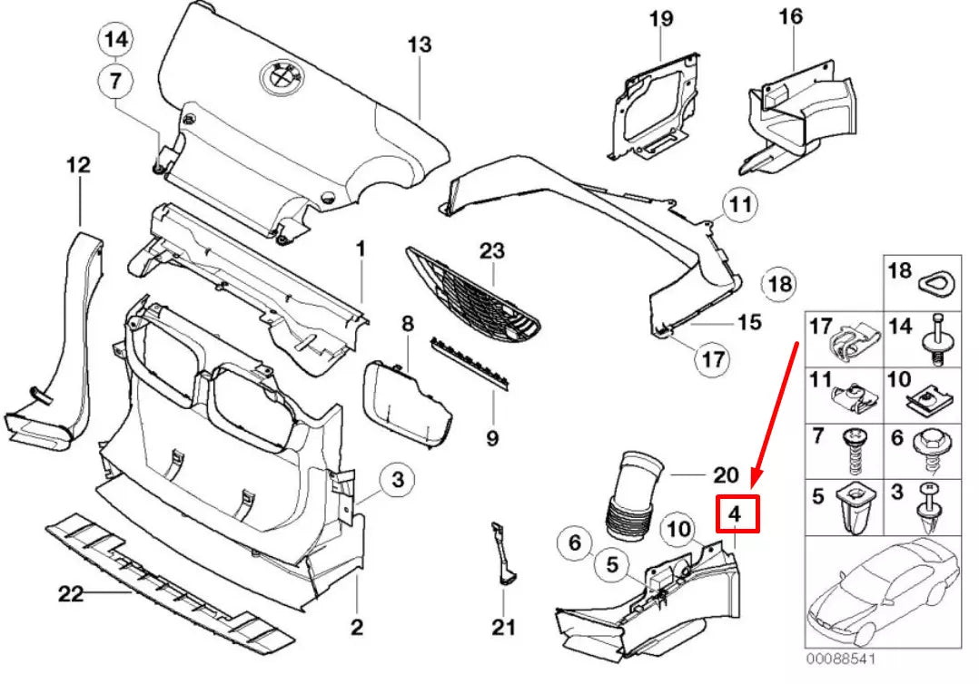 NEW BMW 3 E46 FRONT LEFT BRAKE COOLING AIR DUCT 7894701 51717894701 ORIGINAL