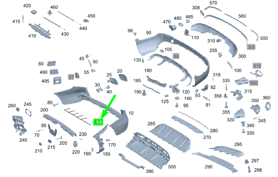NEW MB GLC C253 REAR BUMPER ELECTRICAL WIRING HARNESS A2535403718 ORIGINAL