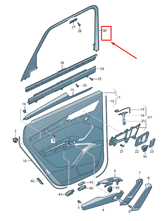 new audi q5 fy rear right door window frame trim 80a8676724pk original