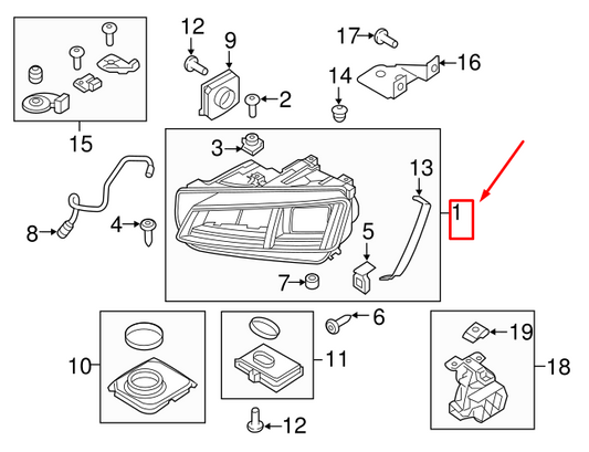 new audi tt fv front left headlight lhd 8s0941773h original