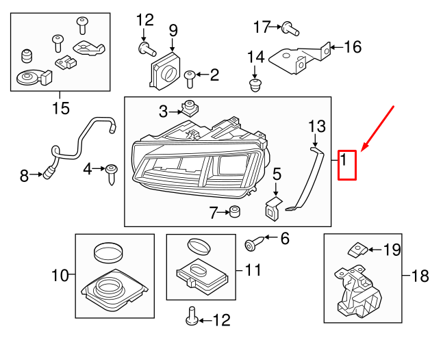 new audi tt fv front left headlight lhd 8s0941773h original