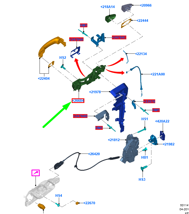 new ford ranger t6 front left door handle lock reinforcement lhd 2474395