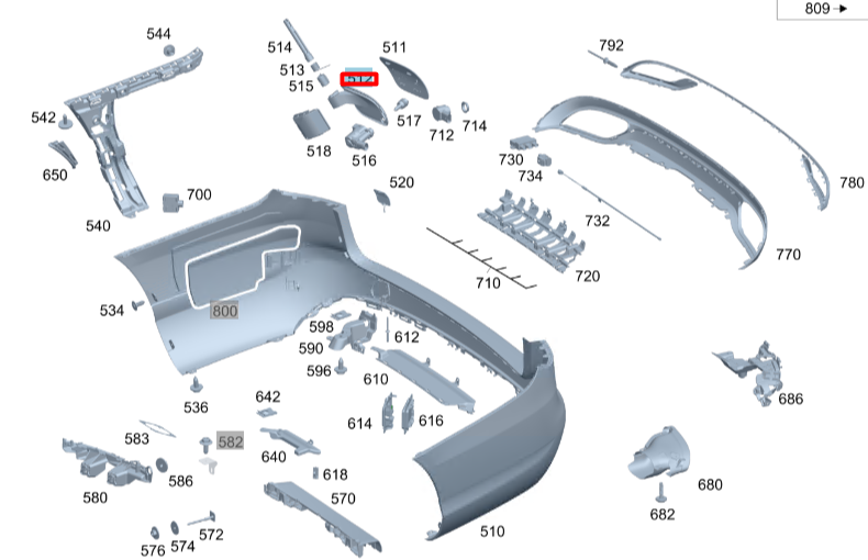 NEW MERCEDES-BENZ C COUPE C205 REAR BUMPER HINGE BRACKET A2057571000 ORIGINAL