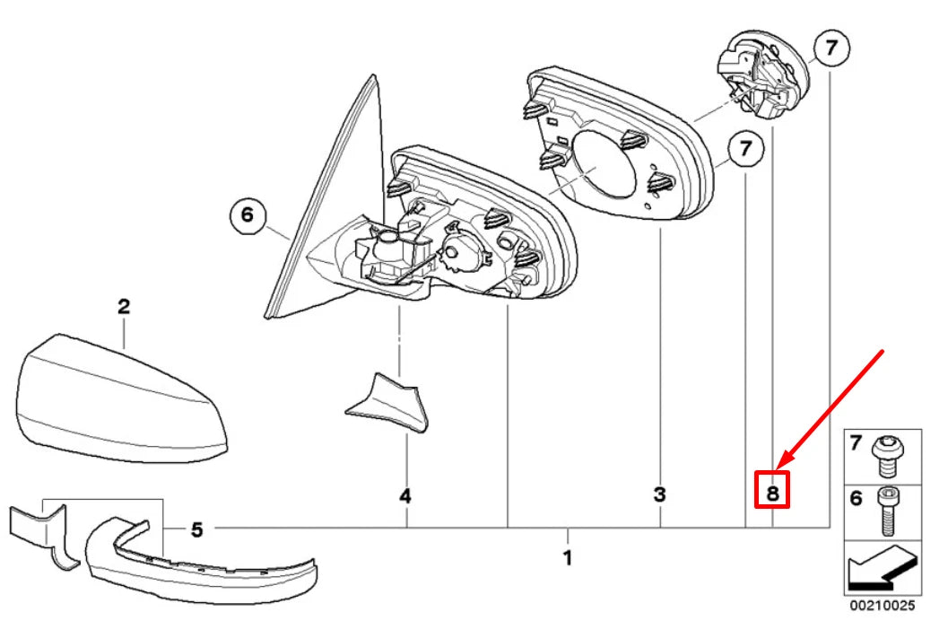 NEW BMW X5 E70 MIRROR DRIVE UNIT 6973724 67136973724 ORIGINAL