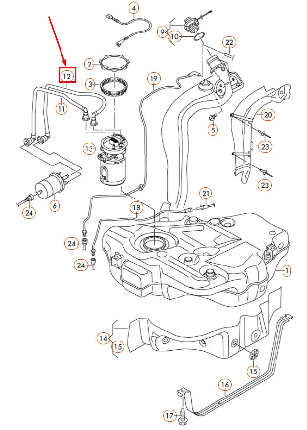 NEW VOLKSWAGEN GOLF 5K MK6 RETURN FUEL HOSE 1K0201294G