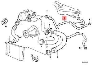 new bmw 5 e34 engine coolant recovery tank hose 11531711002 1711002 original