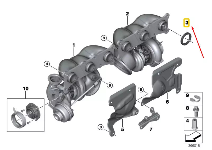 NEW BMW 1 CABRIO E88 TURBO CHARGER GASGET RING 11627558906 7558906 2008 ORIGINAL