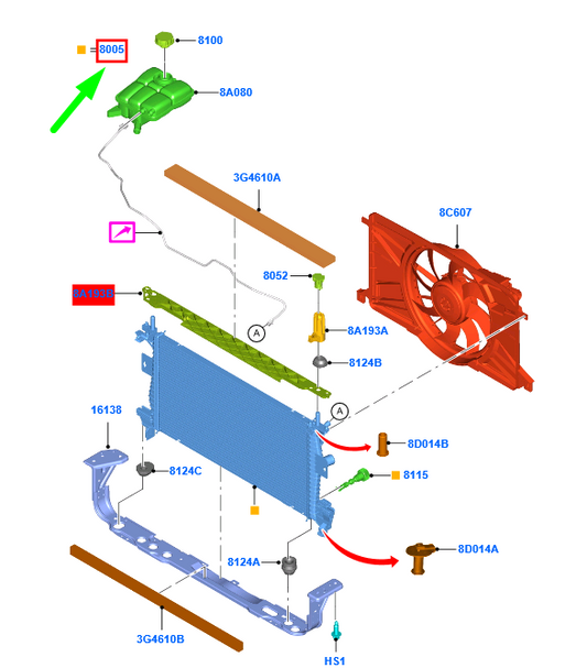 new ford grand c-max mk2 coolant radiator bv61-8005-ad 1727475 original