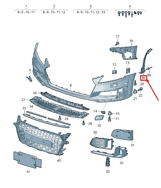 NEW AUDI TT FV FRONT LEFT BUMPER SECURING STRIP 8S0807739B ORIGINAL