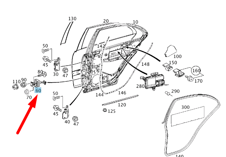 NEW MERCEDES-BENZ C W203 REAR DOOR STOP CHECK A2037300116 ORIGINAL
