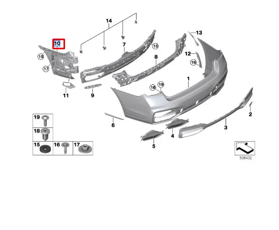 NEW BMW 7 G11 G12 M REAR RIGHT BUMPER BRACKET MOUNT 51128076818 ORIGINAL