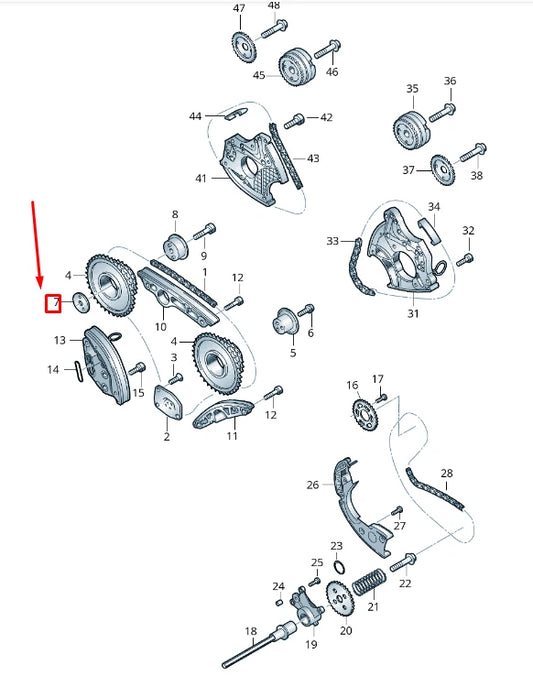 NEW VW TOUAREG 7P MK2 CHAIN SPROCKET AXIAL BEARING 079109180D ORIGINAL