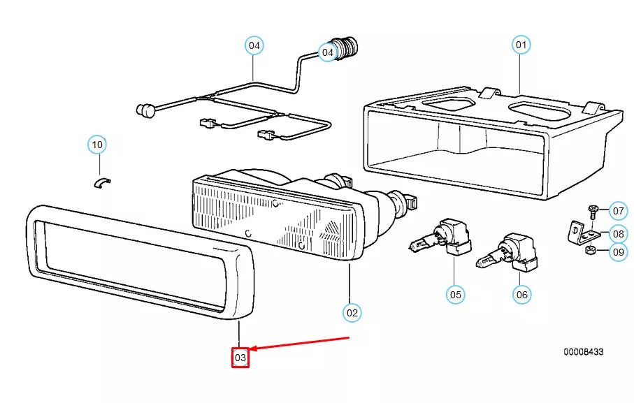 NEW BMW 8 E31 COUPE HEADLIGHT COVERING FRONT RIGHT 63128354546 8354546 ORIGINAL