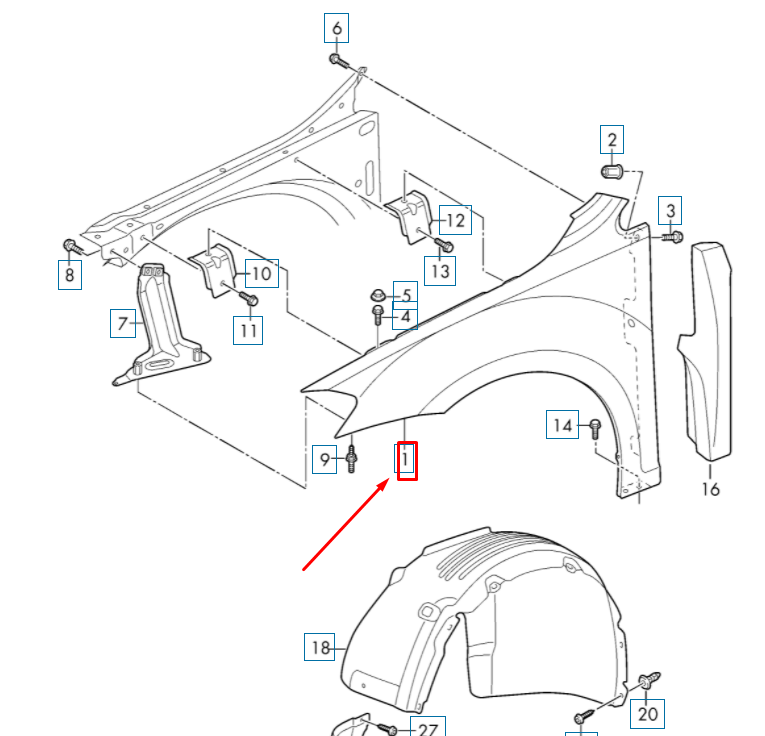 new volkswagen golf 5g mk7 front left fender 5g0821105b original