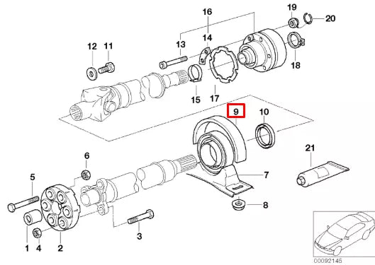NEW BMW 5 E39 PROPSHAFT BEARING CENTER MOUNT 26121229431 ORIGINAL