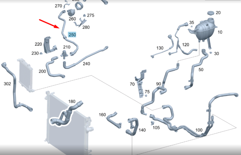 NEW MERCEDES-BENZ GLE W167 MOLDED HOSE FROM VALVE TO PUMP A1675063400 ORIGINAL