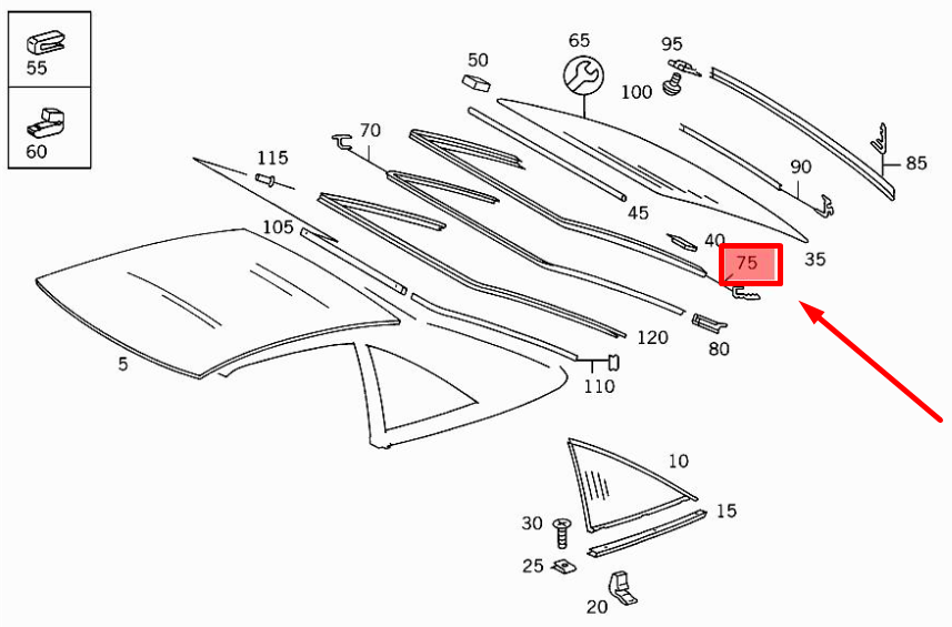 NEW MERCEDES-BENZ SL R129 REAR WINDOW GLASS PANEL SEAL A1297900097 ORIGINAL