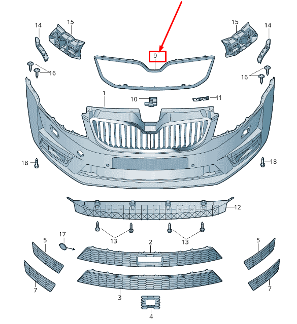new skoda octavia 5e mk3 front grille frame trim 5e0853761af9r original
