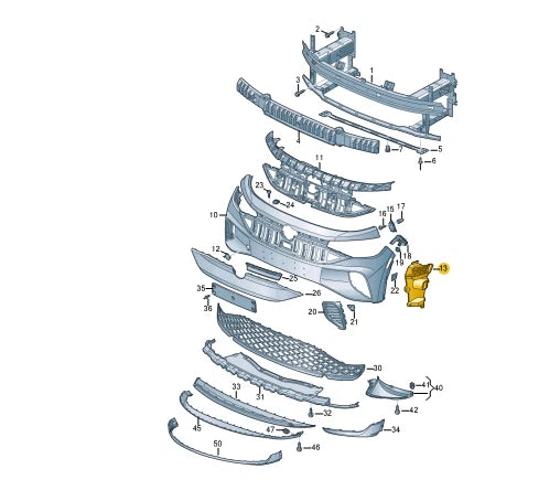 NEW VOLKSWAGEN ID.4 E21 FRONT RIGHT BUMPER COVER BRACKET 11A807884