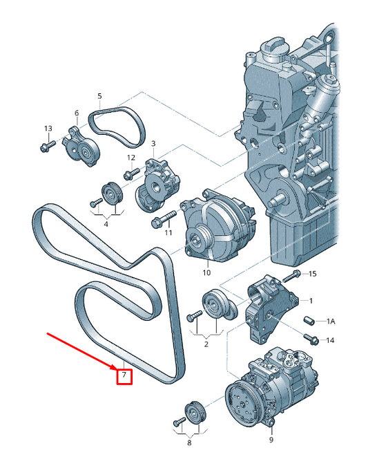 new vw touran 1t engine alternator poly-v-belt 03c903137a original