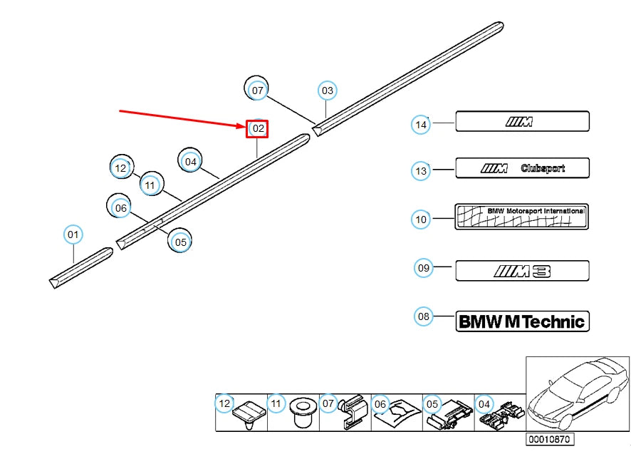 NEW BMW 3 COUPE E36 FRONT RIGHT DOOR MOULDING 51131977274 1977274 ORIGINAL