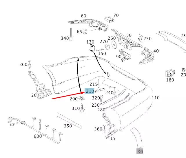 NEW MERCEDES-BENZ CLS C219 REAR BUMPER BRACKET HOLDER A2198850214 2004 ORIGINAL