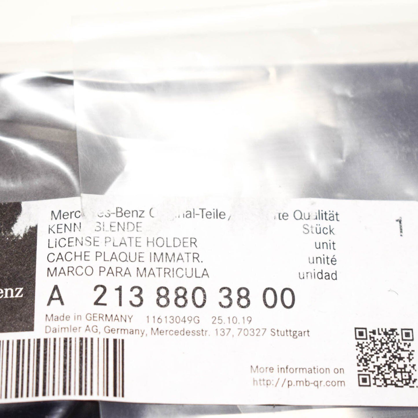 NEW MB E-CLASS W213 FRONT BUMPER LICENSE NUMBER PLATE A2138803800 ORIGINAL