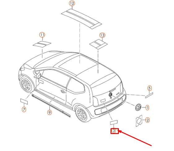 NEW VOLKSWAGEN UP REAR EMBLEM BADGE 1S6853687FXC