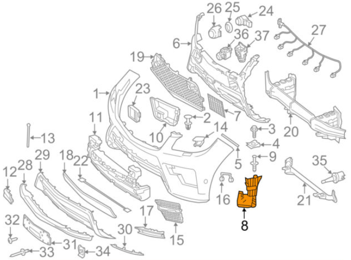 NEW MERCEDES-BENZ M-CLASS W166 FRONT BUMPER LEFT BRACKET A1668850024 ORIGINAL