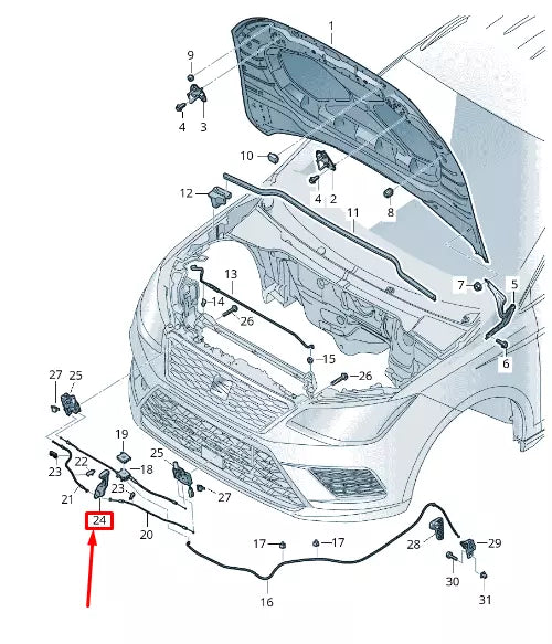 NEW SEAT ARONA KJ BONNET RELEASE HANDLE 6F9823661C9B9 ORIGINAL