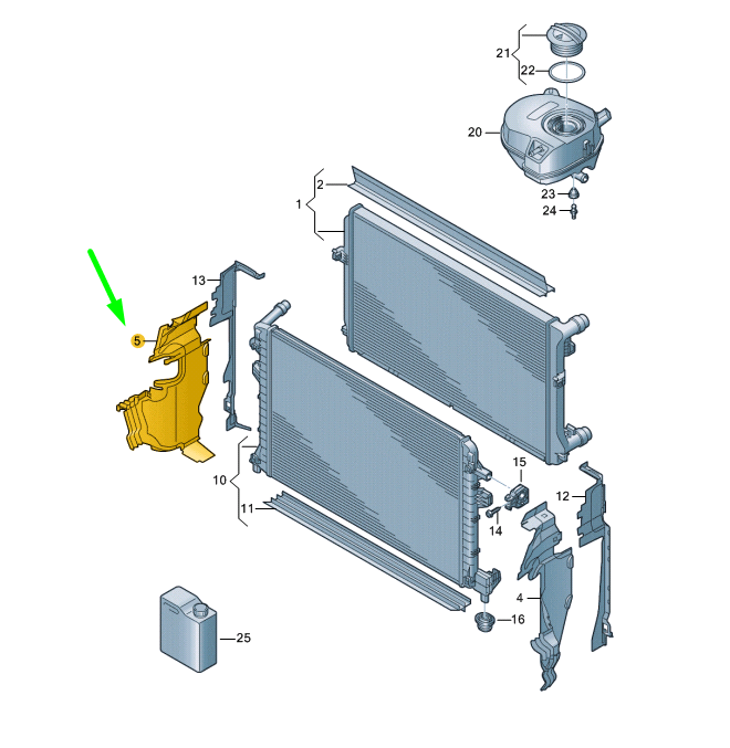 NEW AUDI Q3 F3 RADIATOR RIGHT AIR GUIDE 83A121284J ORIGINAL