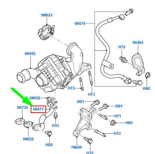 new ford transit connect mk1 turbocharger oil return hose 1354979 original