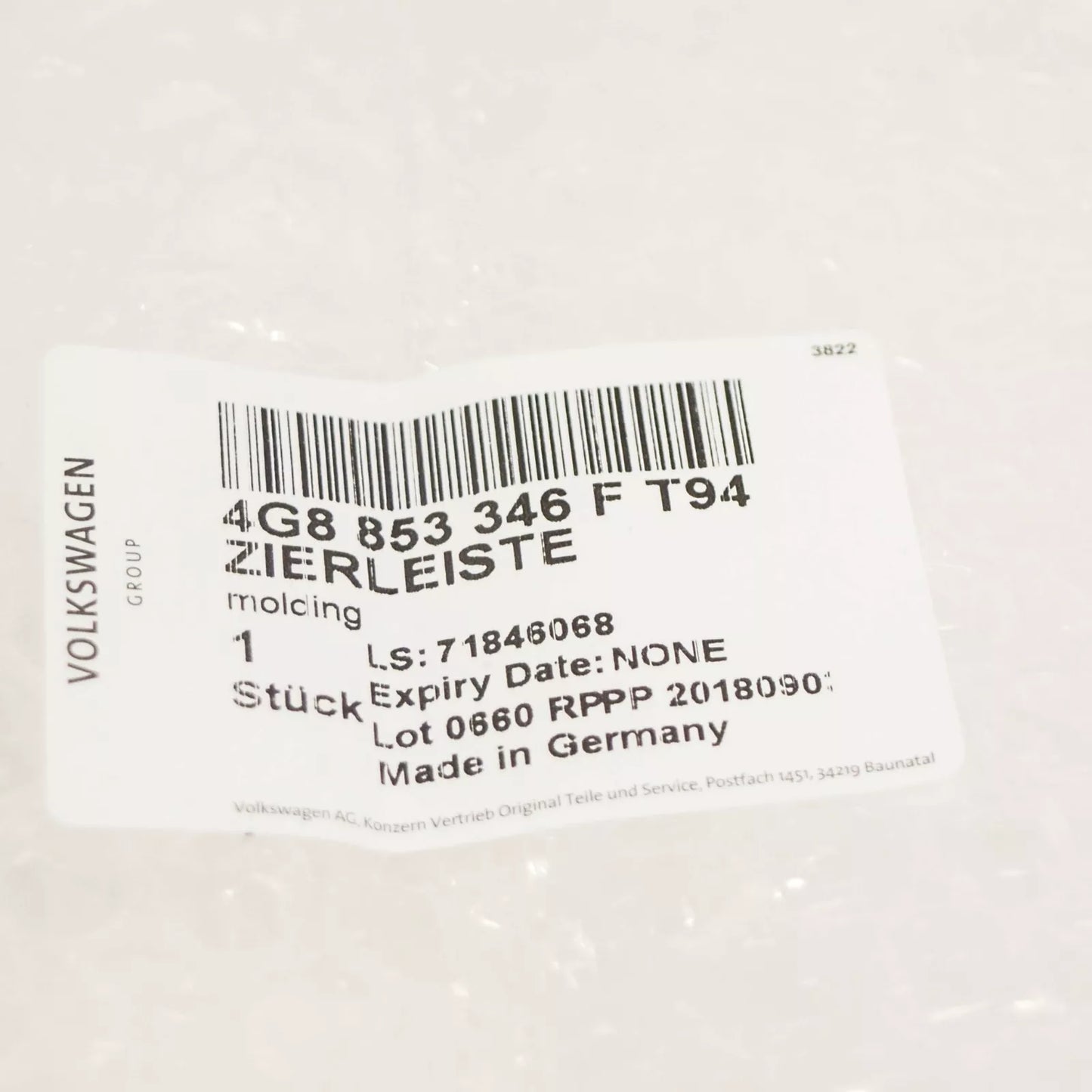 NEW AUDI A7 SPORTBACK 4G8 RIGHT SIDE WINDOW TRIM STRIP 4G8853346FT94 ORIGINAL