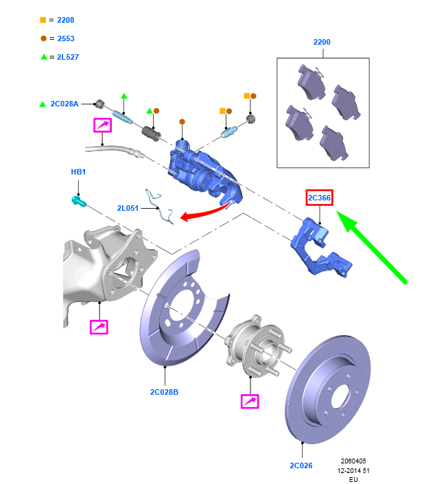 new ford grand c-max mk2 rear brake caliper bracket 1805812 original