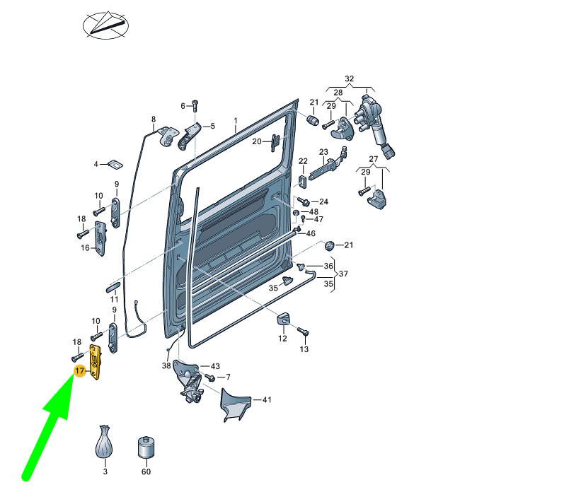 NEW VW TRANSPORTER T6 LEFT SLIDING DOOR LOWER CATCH PLATE 7E0843639B ORIGINAL