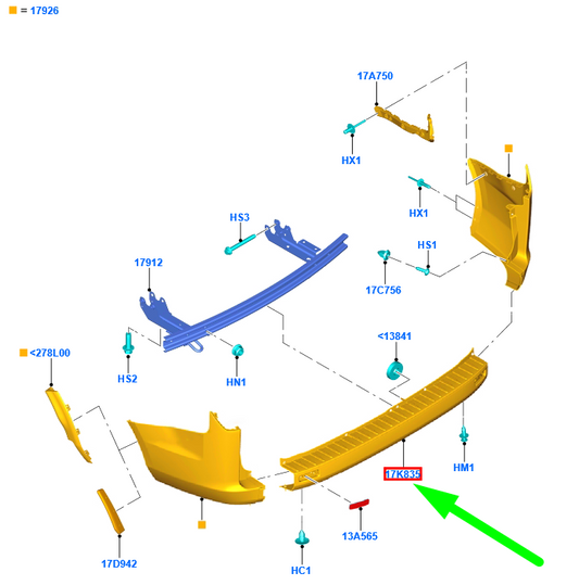 new ford tourneo custom rear bumper cover trim 2183639 original