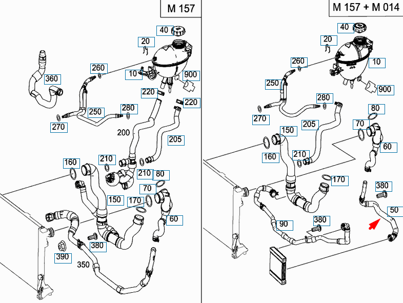 NEW MERCEDES-BENZ CLS C218 COOLANT HOSE A2125010064 ORIGINAL