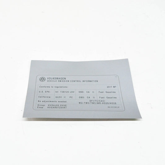 NEW VOLKSWAGEN ENGINE DATA NOTICE LABEL STICKER 06J010005AP ORIGINAL