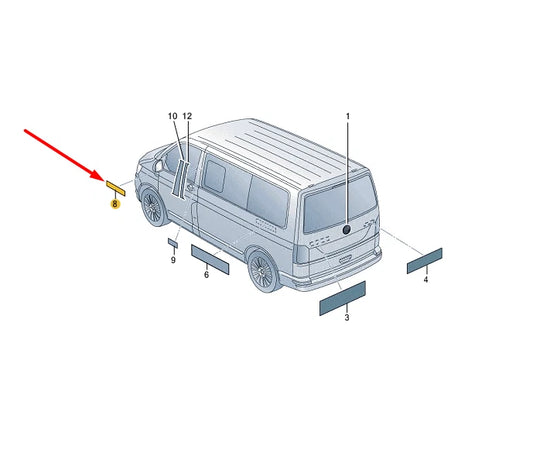 NEW VOLKSWAGEN TRANSPORTER T6 FURGON RIGHT WING BADGE 7LA853675KDPJ ORIGINAL